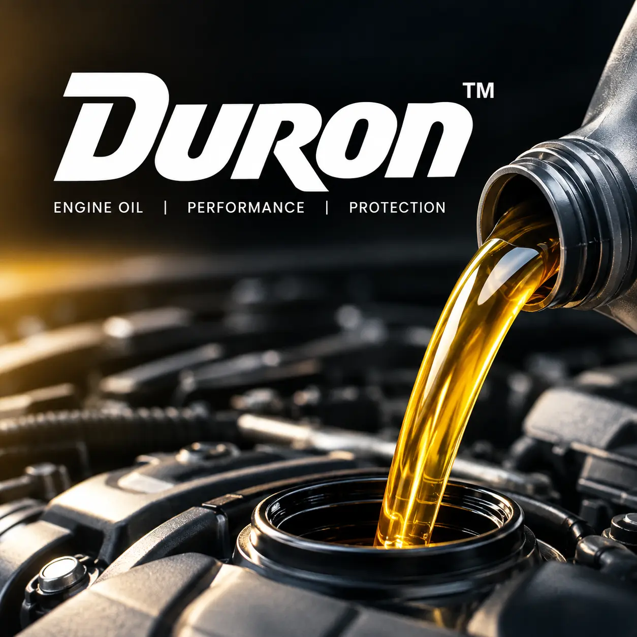 Duron DUROSYNTH 5100 4T 20W-50 fully synthetic motorcycle engine oil bottle, black-gold design.
